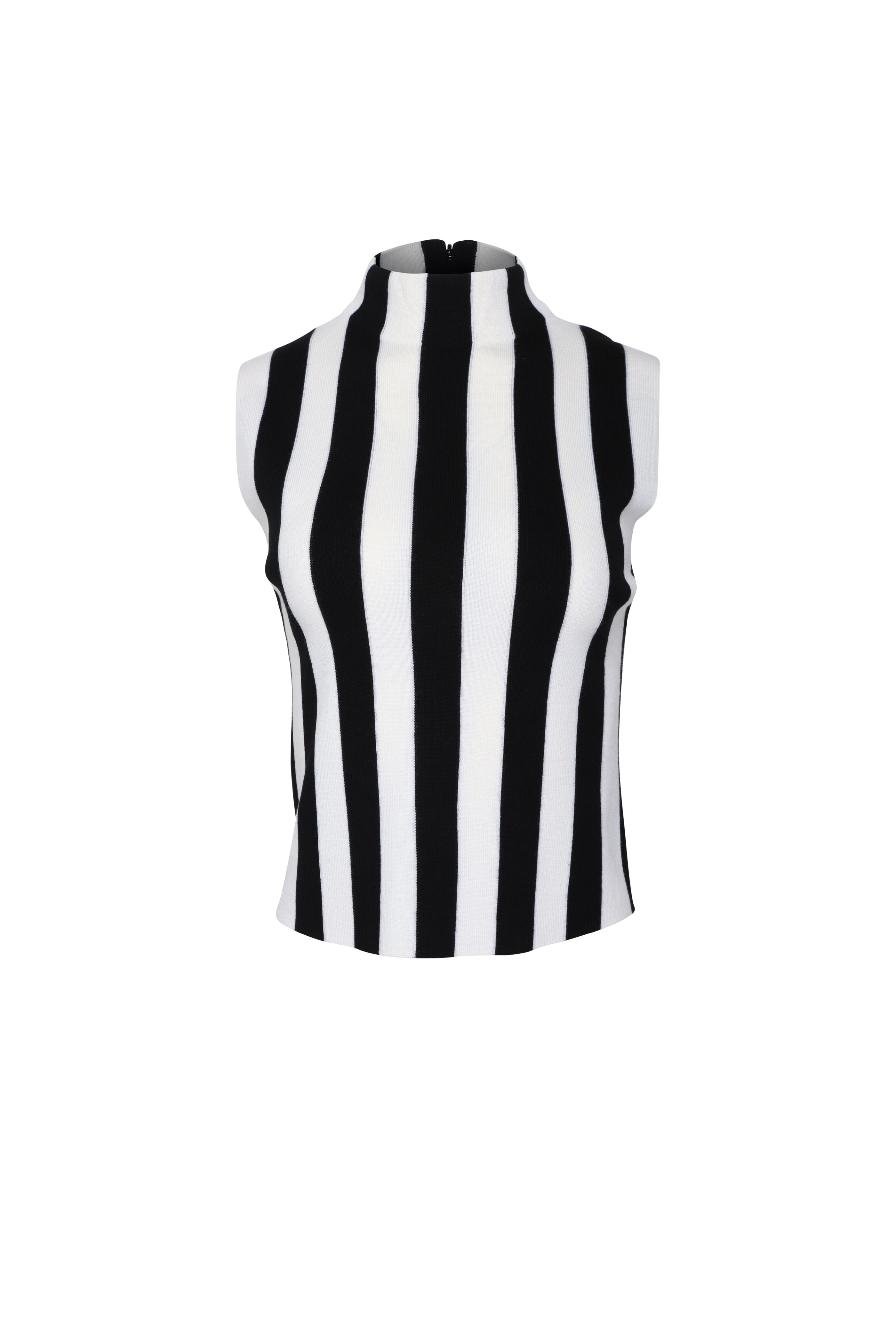 Akris Punto - Black & Cream Mockneck Sleeveless Top
