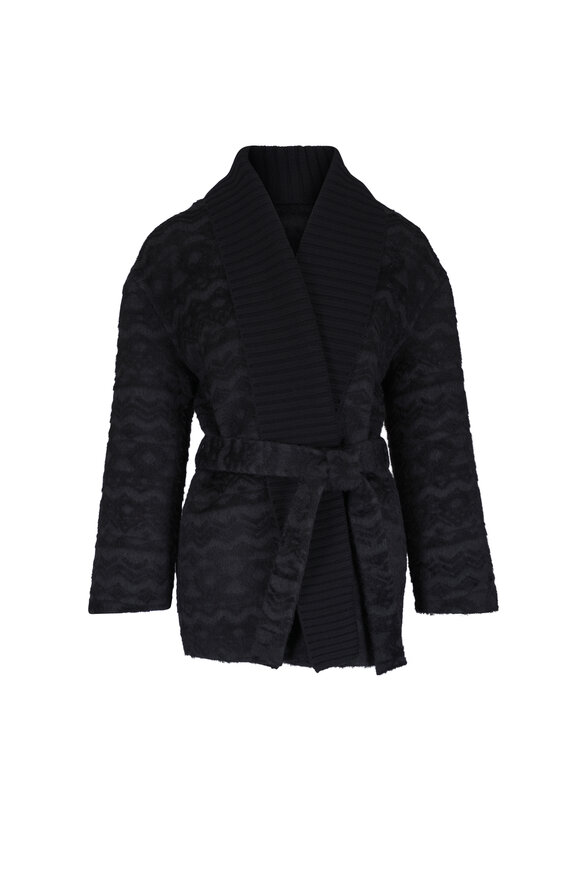 Loro Piana Martin Black Alpaca & Virgin Wool Coat