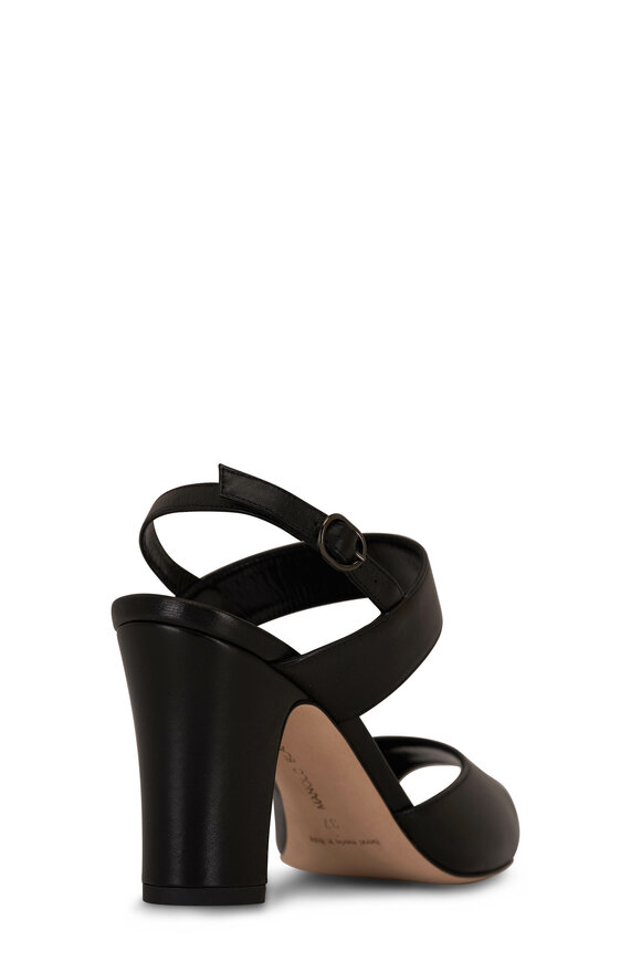 Manolo Blahnik - Khiko Black Nappa Leather Peep Toe Sandal, 90mm