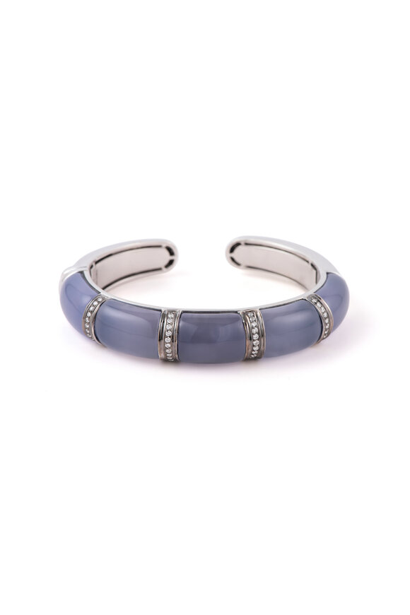 Sylva & Cie Platinum Chalcedony & Diamond Cuff - view 1