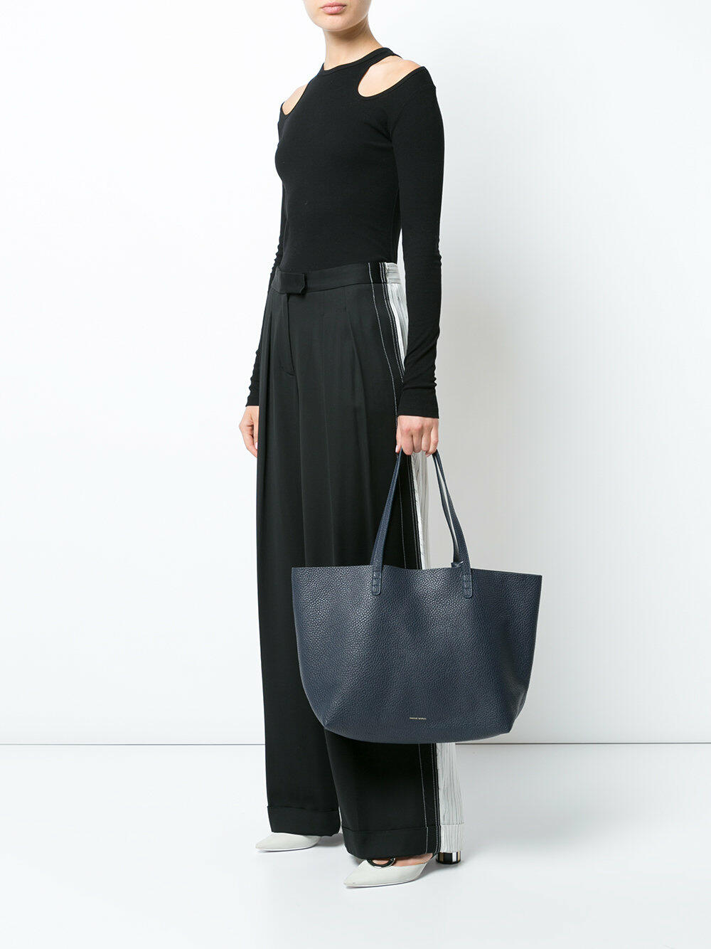 Folded leather tote Mansur Gavriel Navy in Leather - 35068141