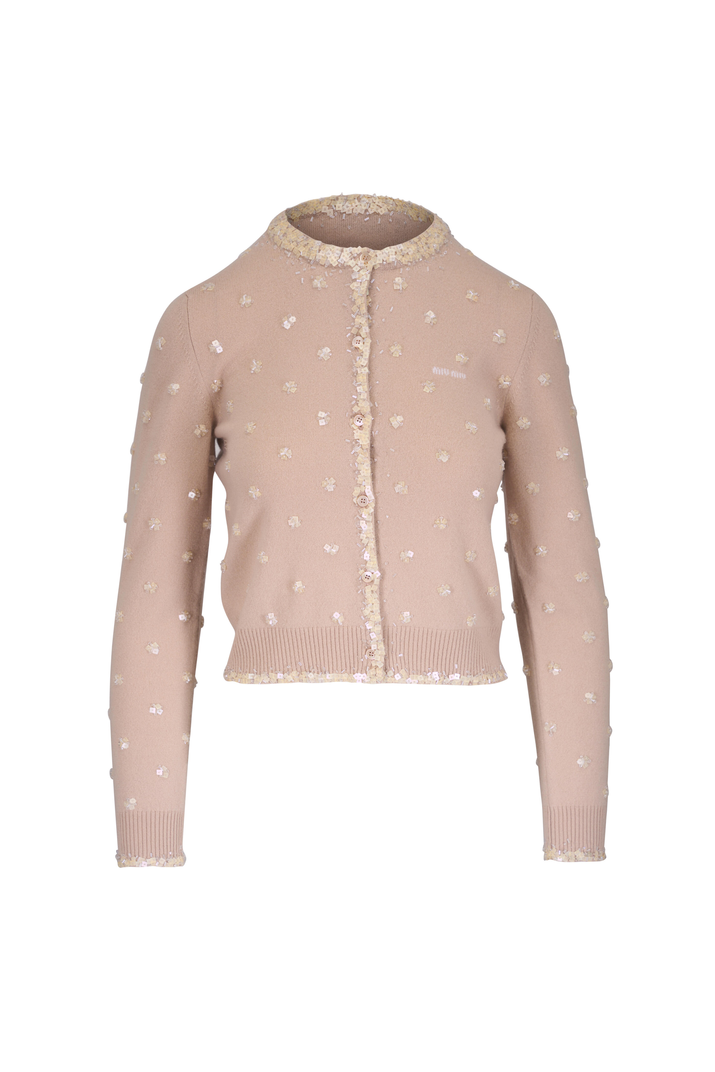 Miu Miu - Albino White Embroidered Cashmere Cardigan