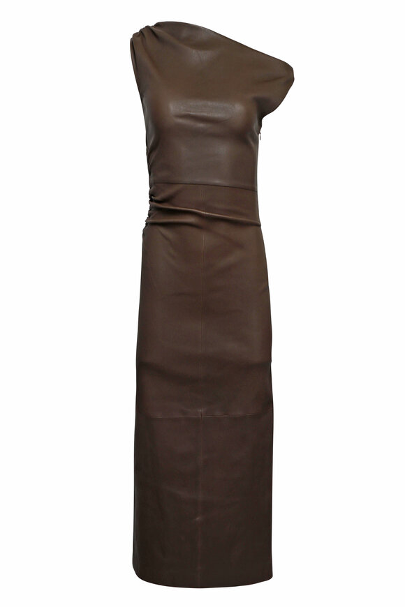 Staud Phare Truffle Leather Dress