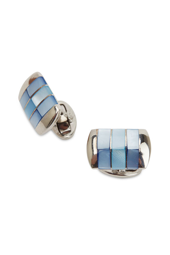 Jan Leslie - Sterling Silver Blue Mother-Of-Pearl Cuff Links