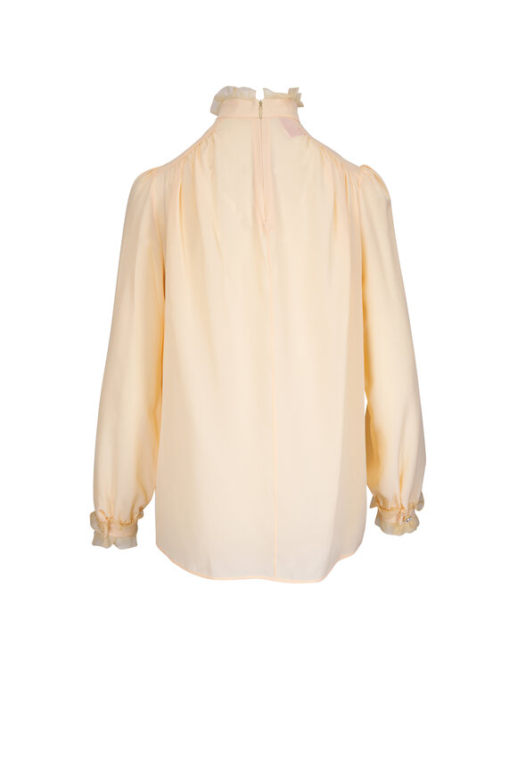 Valentino - Birch Crepe De Chine Ruffle Blouse