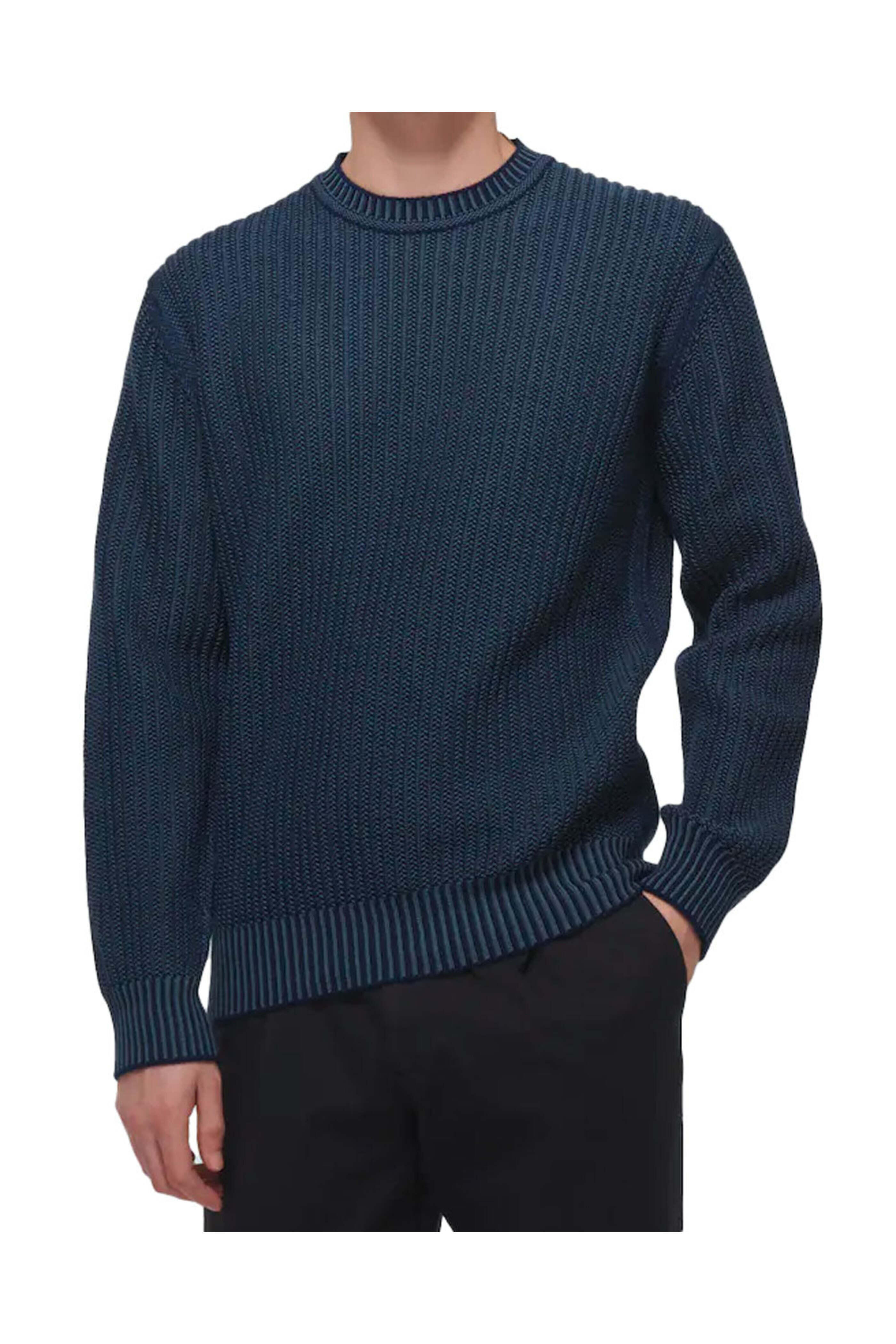 Zegna - Blue Rib Knit Cashmere and Cotton Sweater