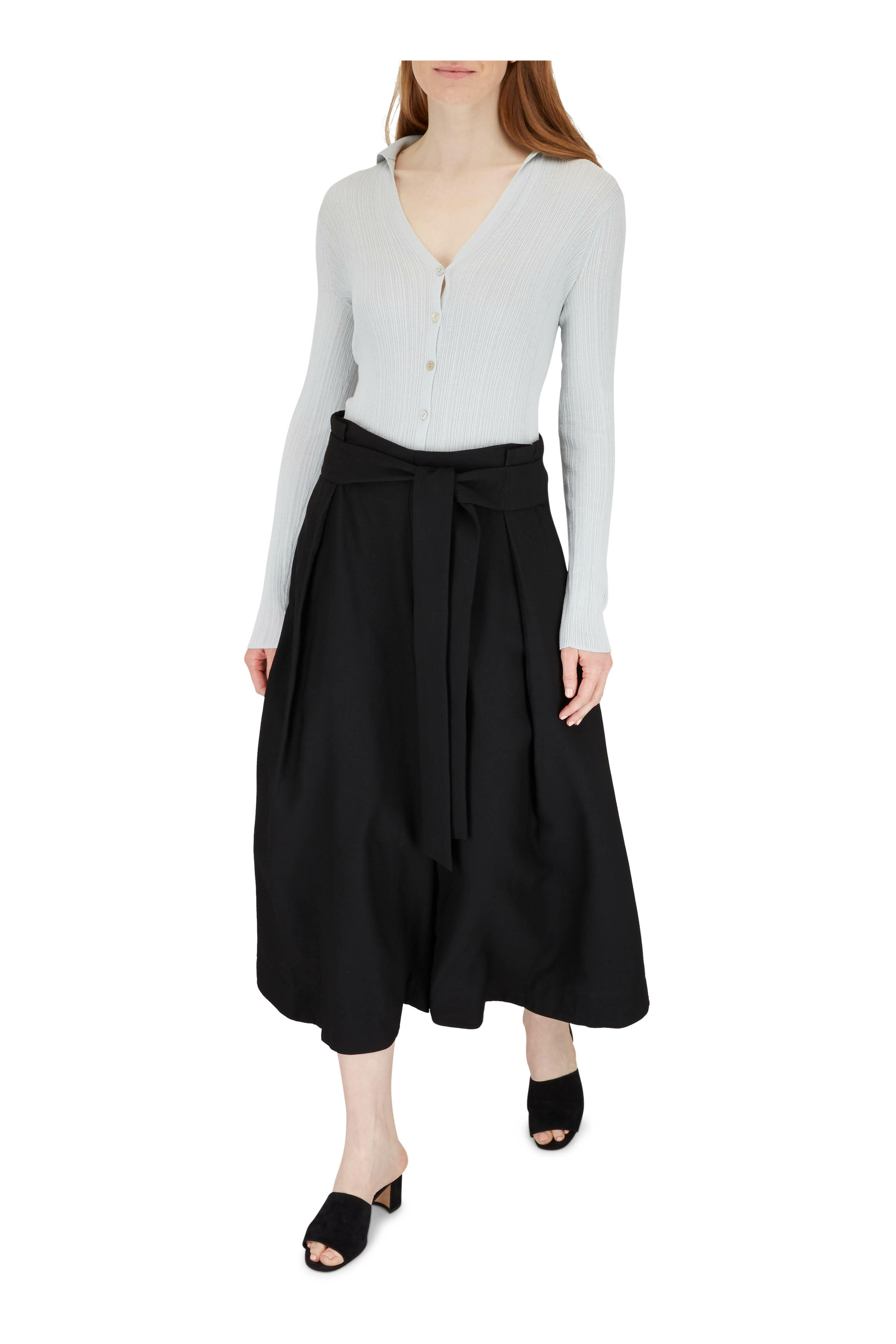 Vince - Black Belted Palazzo Culottes