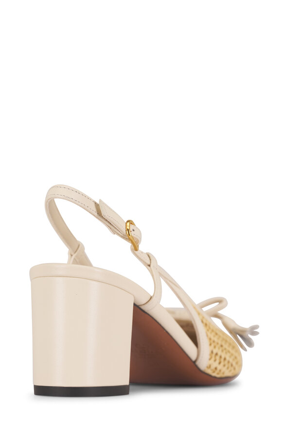 Valentino Garavani Ballerina Natural Raffia & Leather Slingback, 60mm - view 4