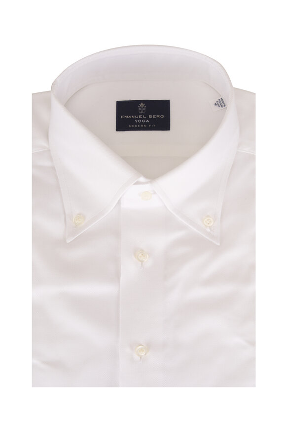 Emanuel Berg Yoga White Dobby Dress Shirt - view 1