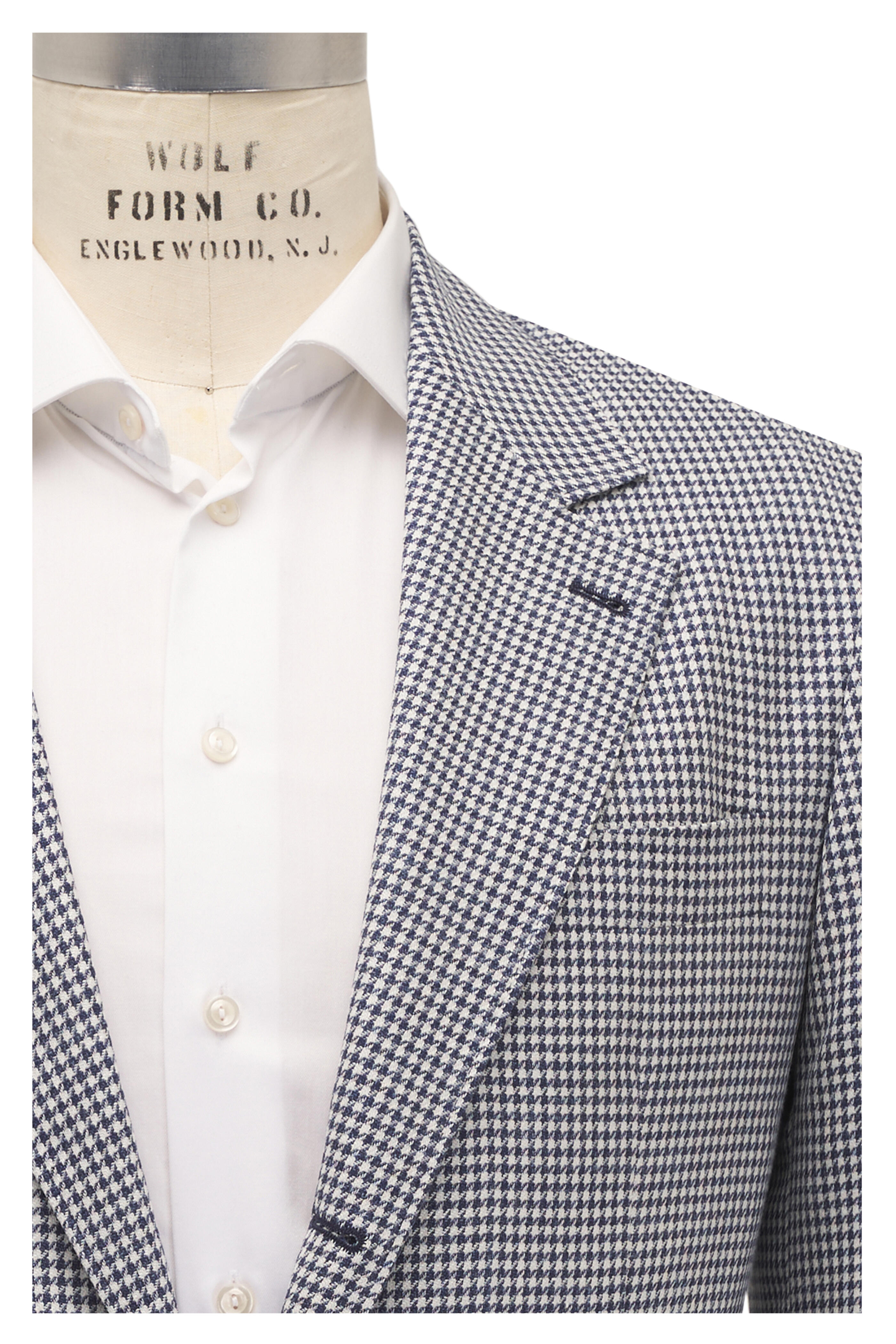 Brunello Cucinelli - Blue Houndstooth Wool, Silk & Linen Sportcoat
