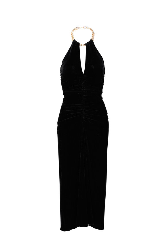 Veronica Beard Josette Black Velvet Halter Dress 