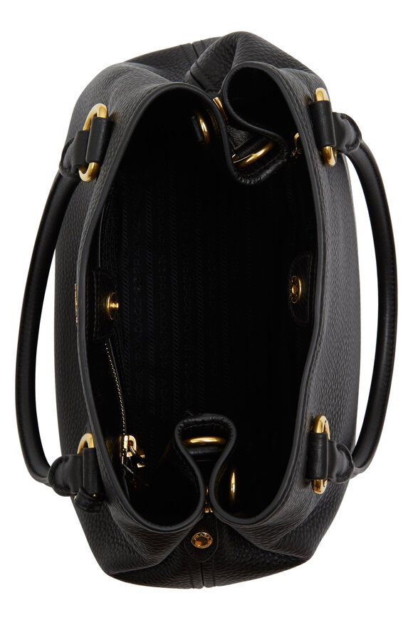 Prada - Black Vitello Pebbled Leather Convertible Satchel