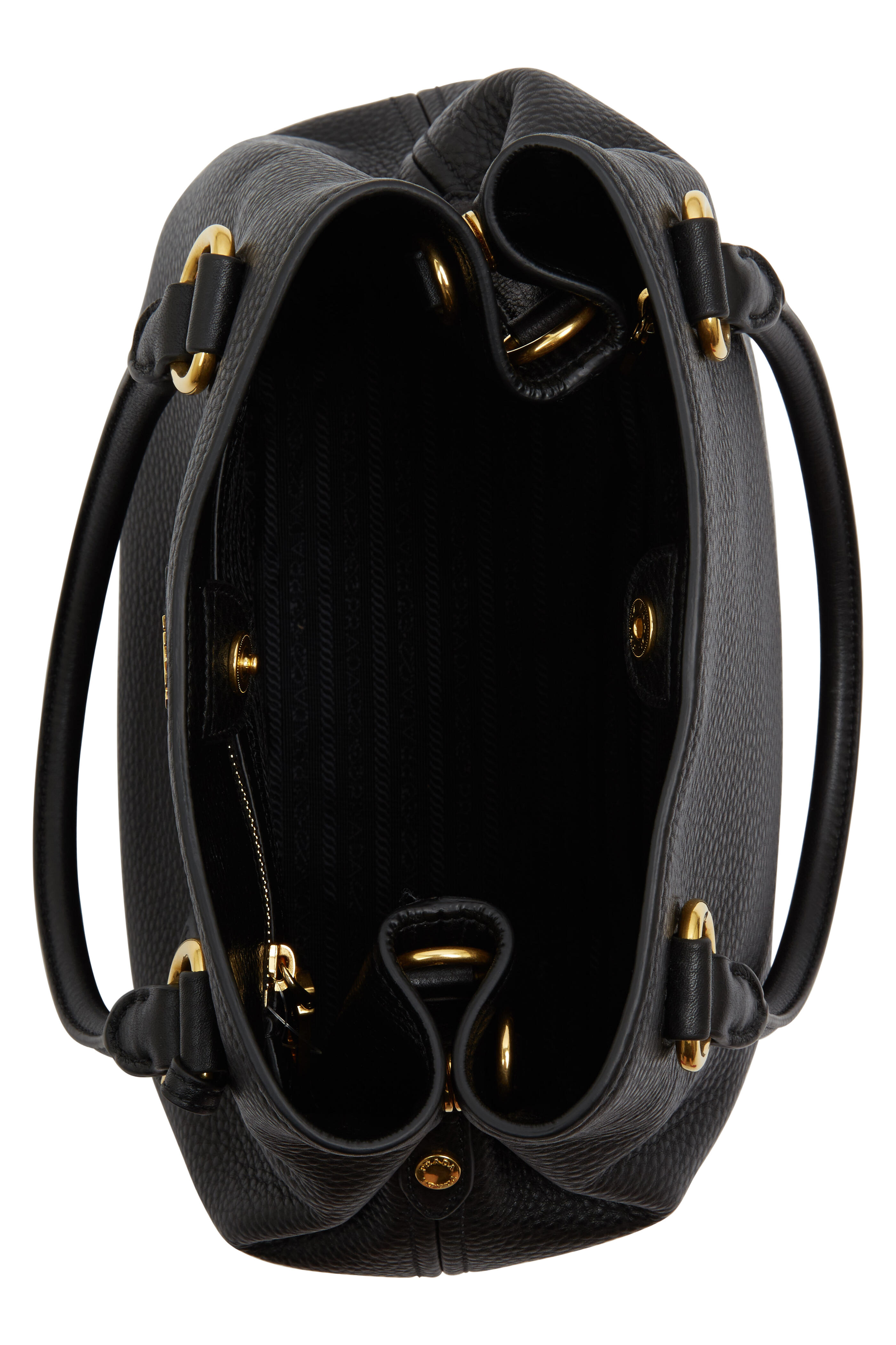 Convertible Leather Backpack in Black - Prada