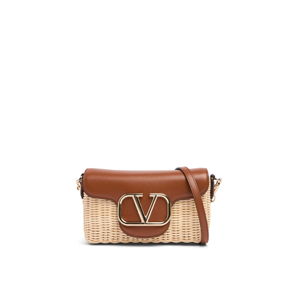 Valentino Garavani - Loco VLogo Straw Shoulder Bag in Selleria