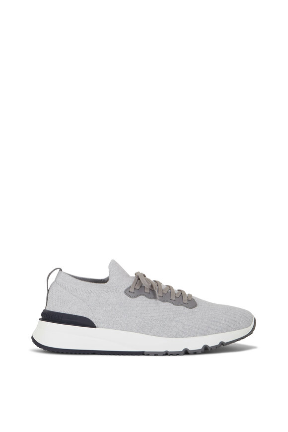 Brunello Cucinelli - Light Gray Cotton Knit Trainer