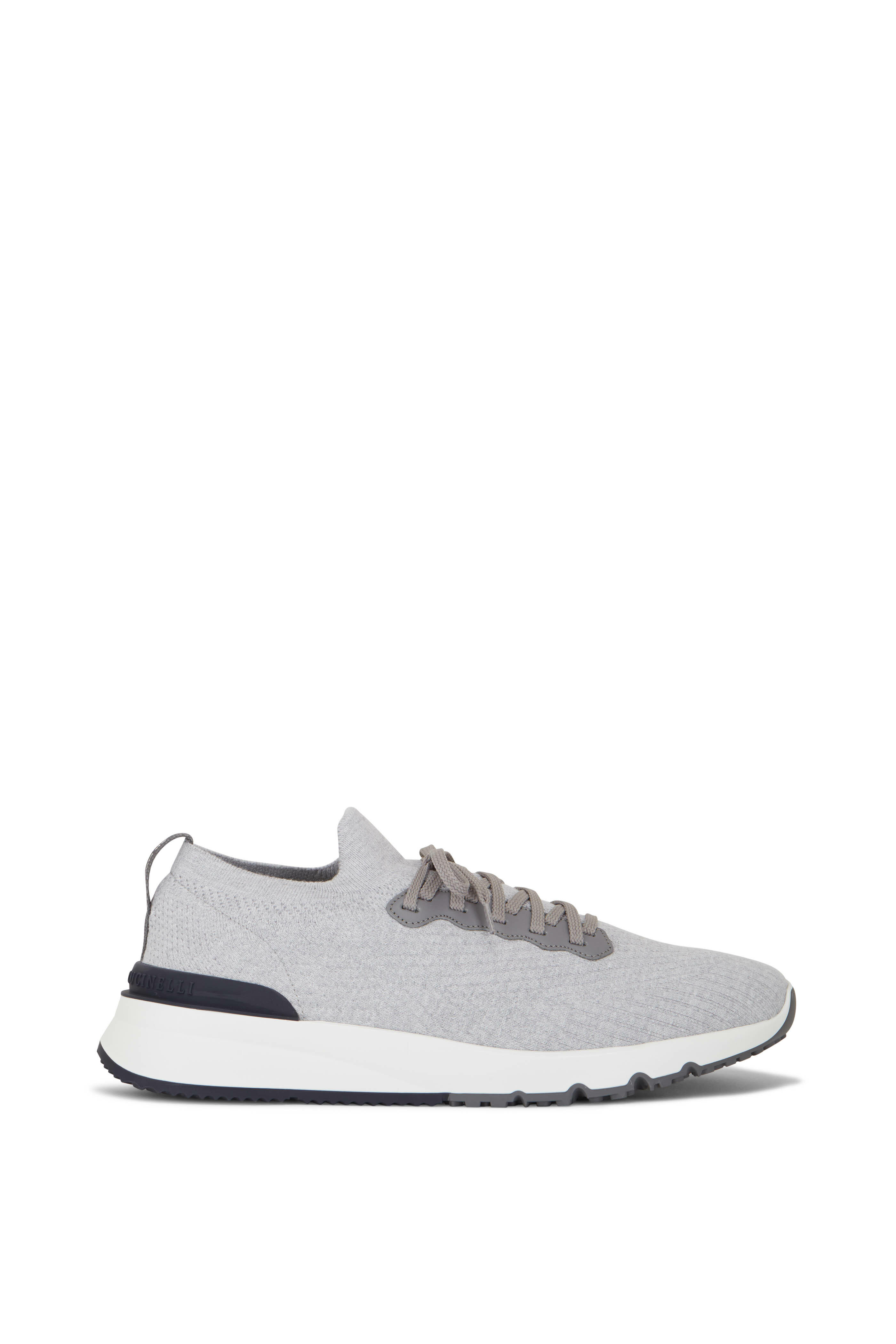 Cotton Knit Sneakers in Grey - Brunello Cucinelli