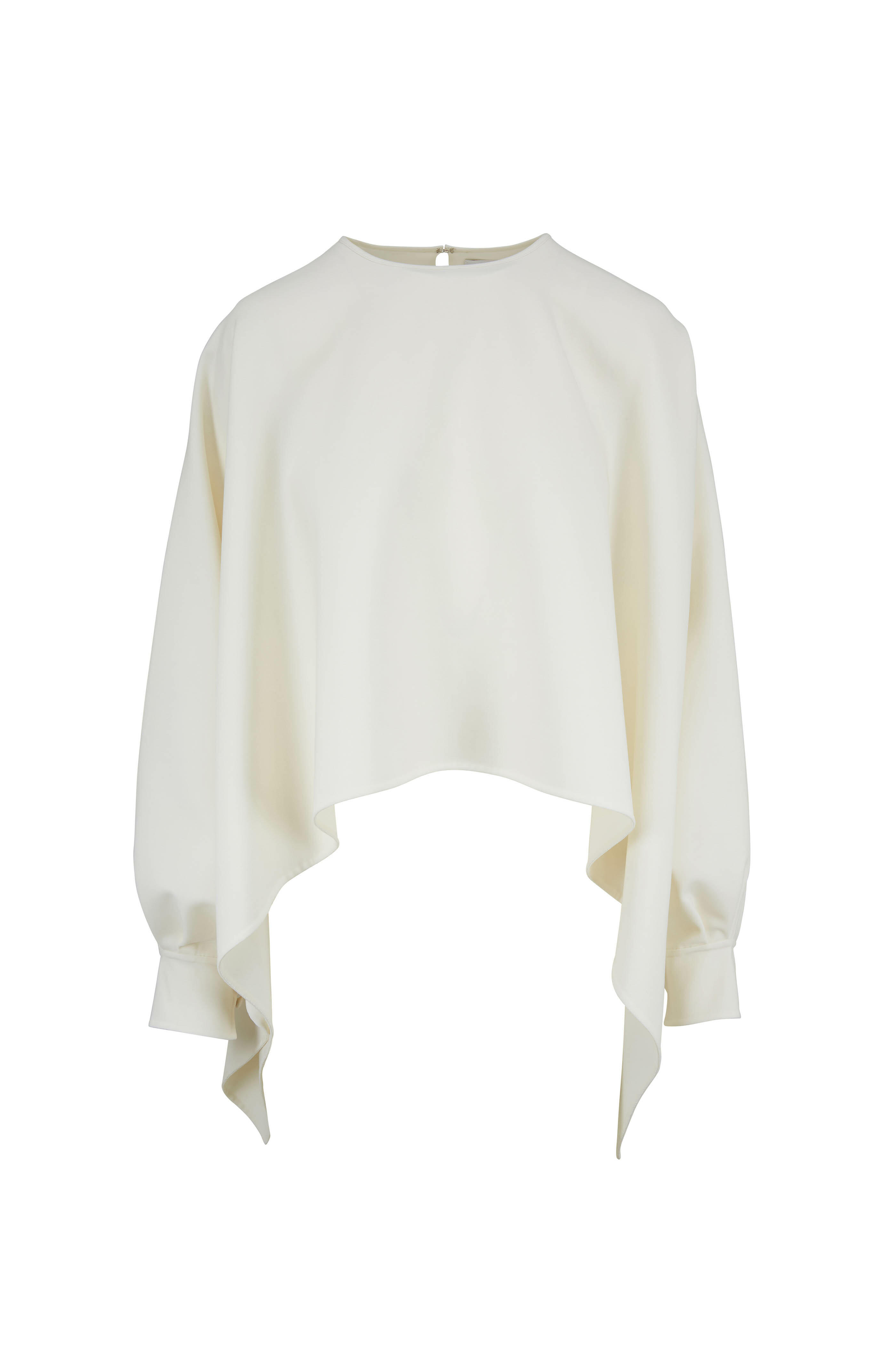 Oscar de la Renta - Ivory Stretch Wool Long Sleeve Cape