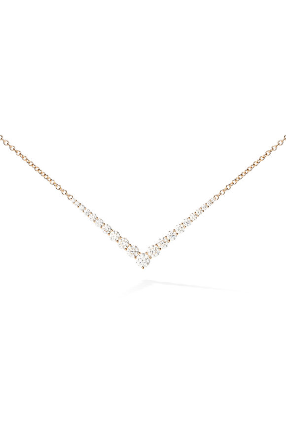 Melissa Kaye 18k Rose Gold Aria V Necklace