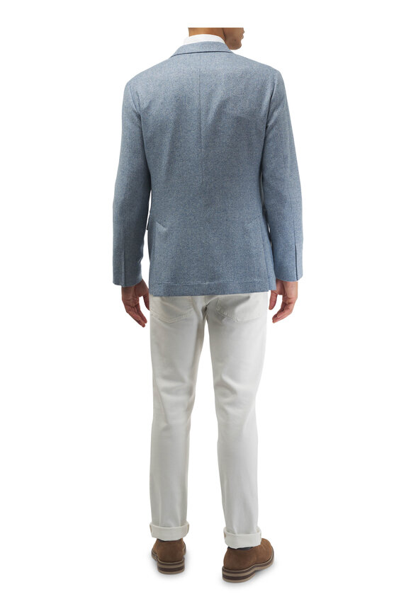 Brunello Cucinelli - Blue Herringbone Wool, Silk & Cashmere Sportcoat 