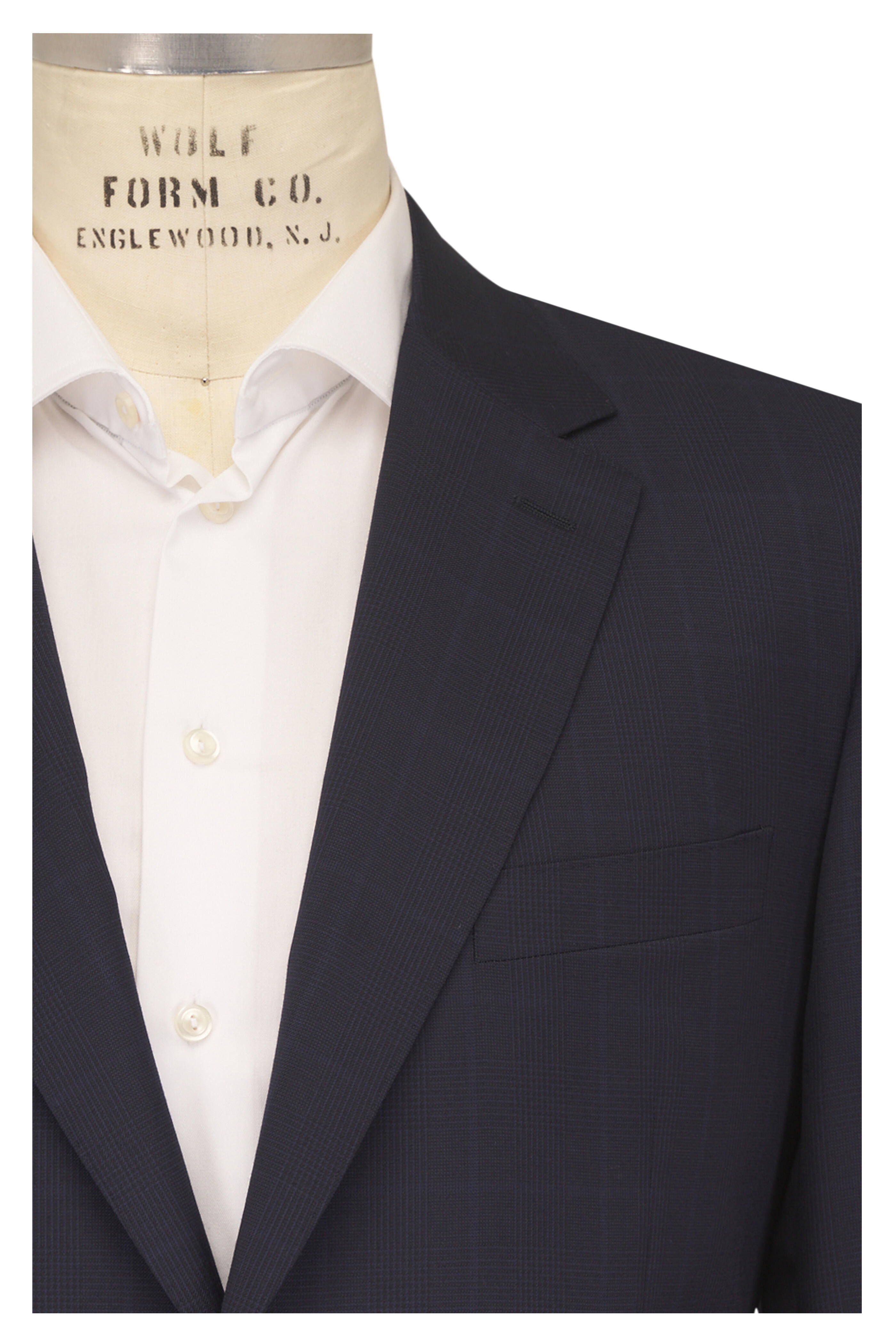 Canali - Midnight Tonal Plaid Wool Suit - view 1