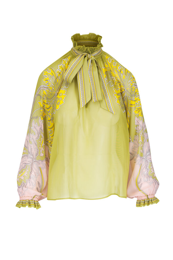 La DoubleJ Cerere Green & Pink Print Silk Blouse - view 1