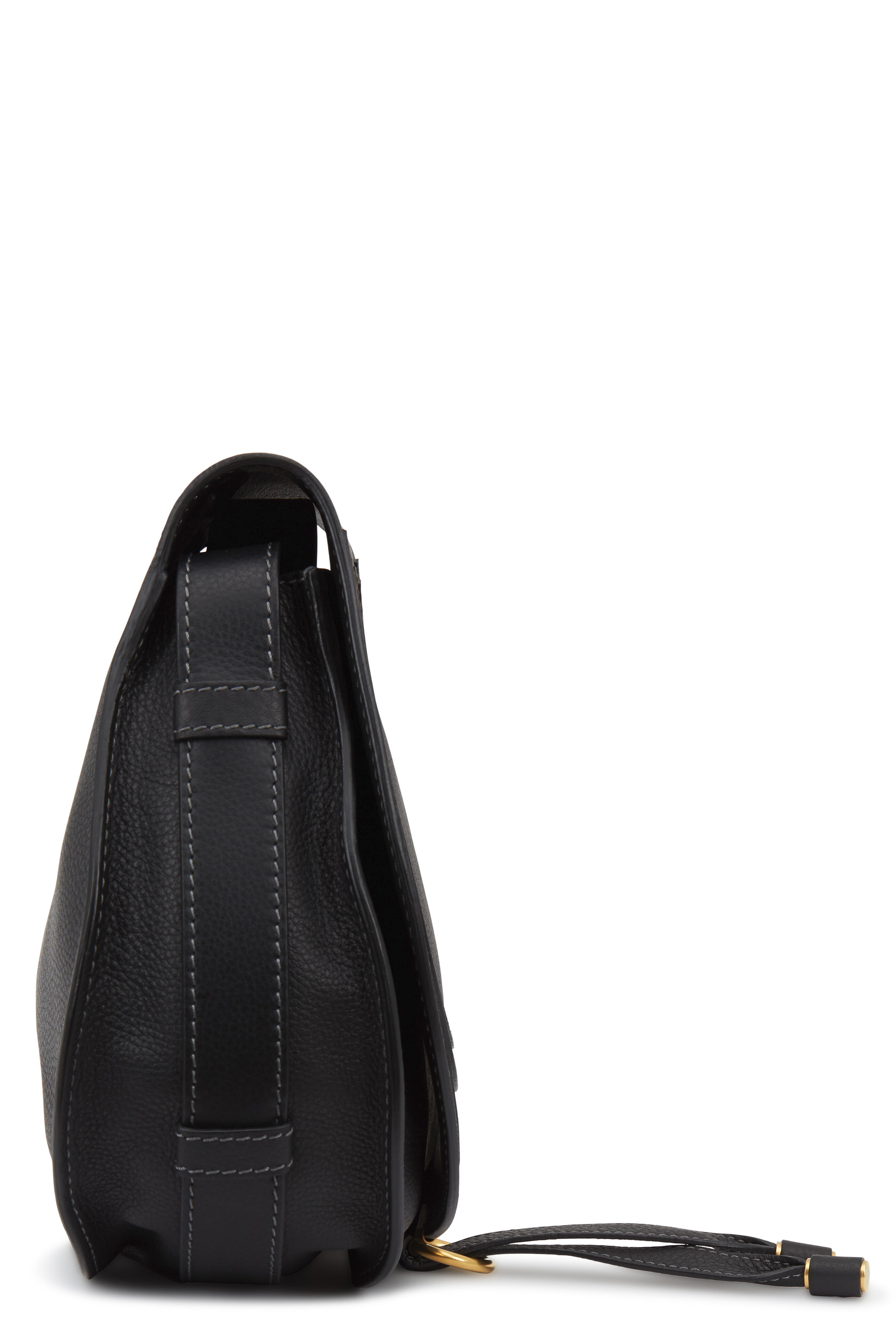 Chloé - Marcie Medium Black Leather Saddle Crossbody Bag