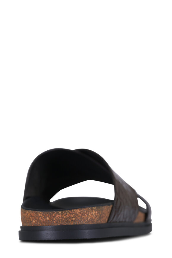 The Row Criss Cross Lacquer Brown Embossed Leather Sandal - view 3
