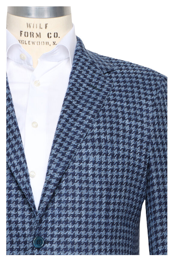 Sartorio Baby Blue & Navy Houndstooth Sportcoat