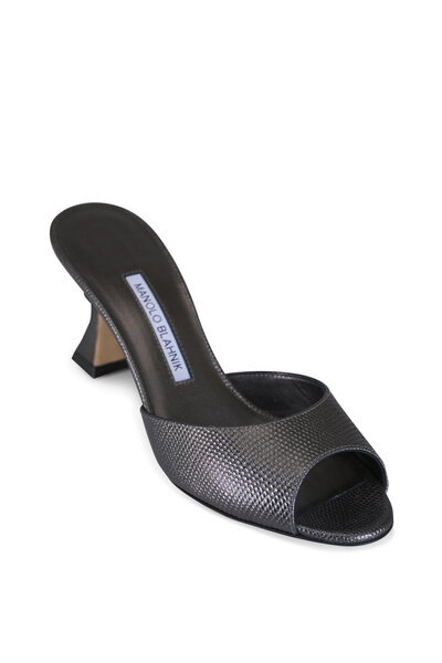 Manolo Blahnik - Vieramul Black Satin Sandal, 50mm