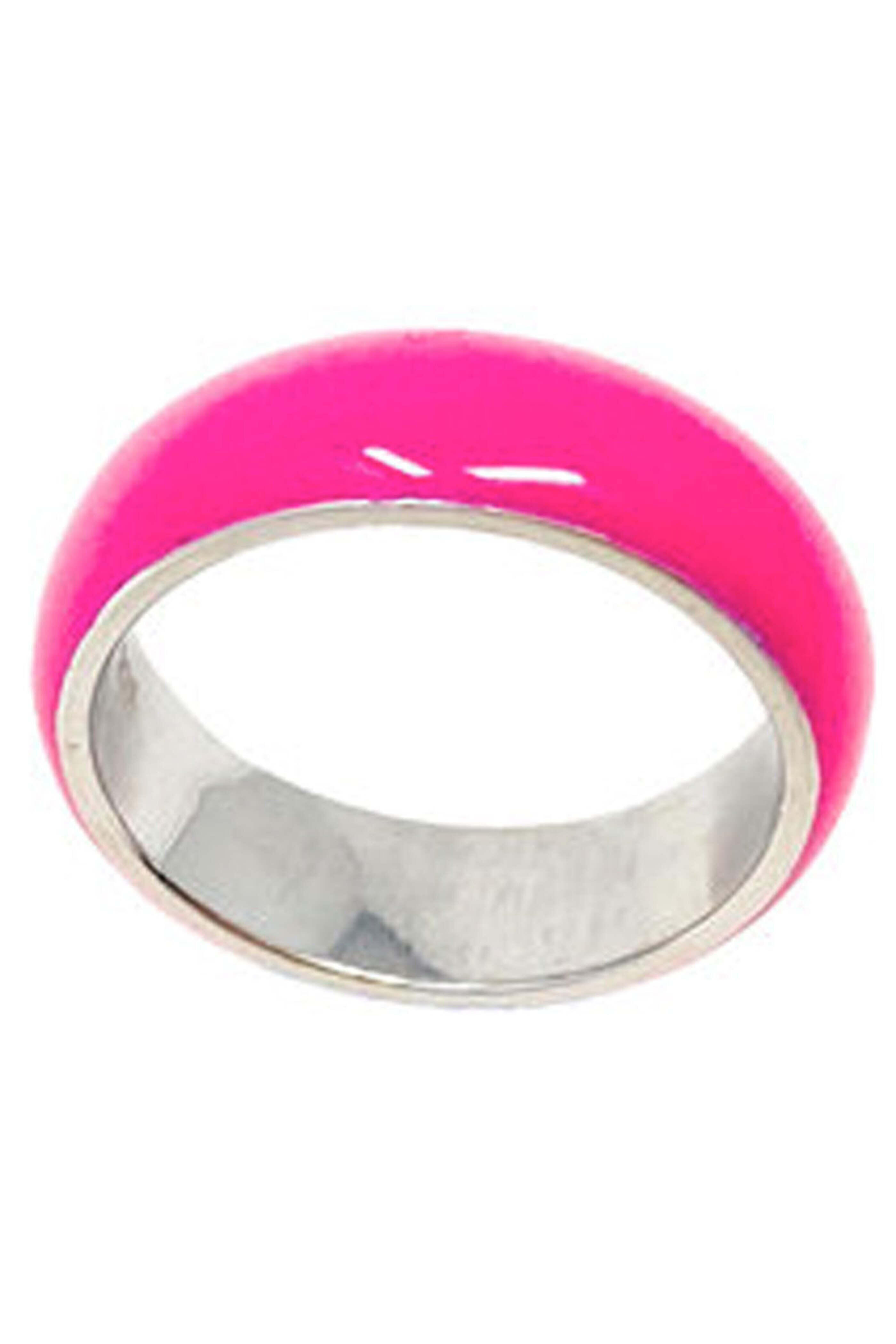 Fry Powers - Neon Enamel and Silver Ring in Electric Pink