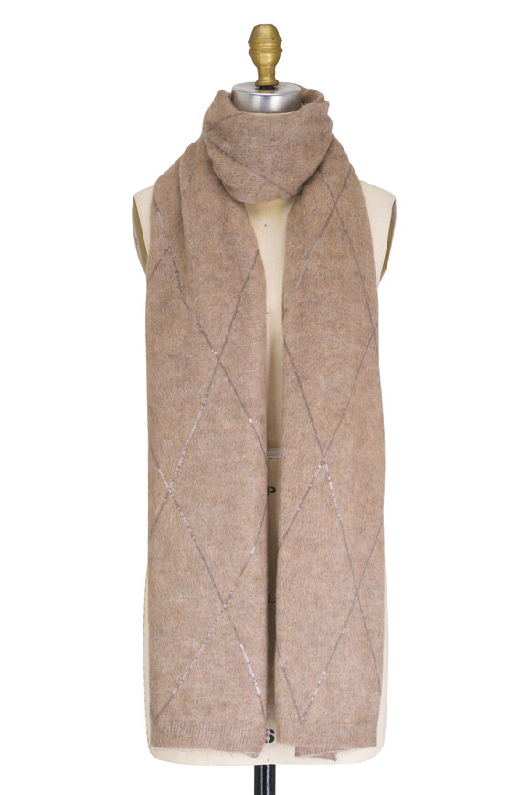 Brunello Cucinelli - Taupe Diamond Paillette Scarf 