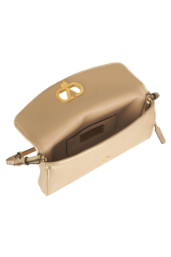 Valentino Garavani Small Devain Gold Leather Shoulder Bag - view 5