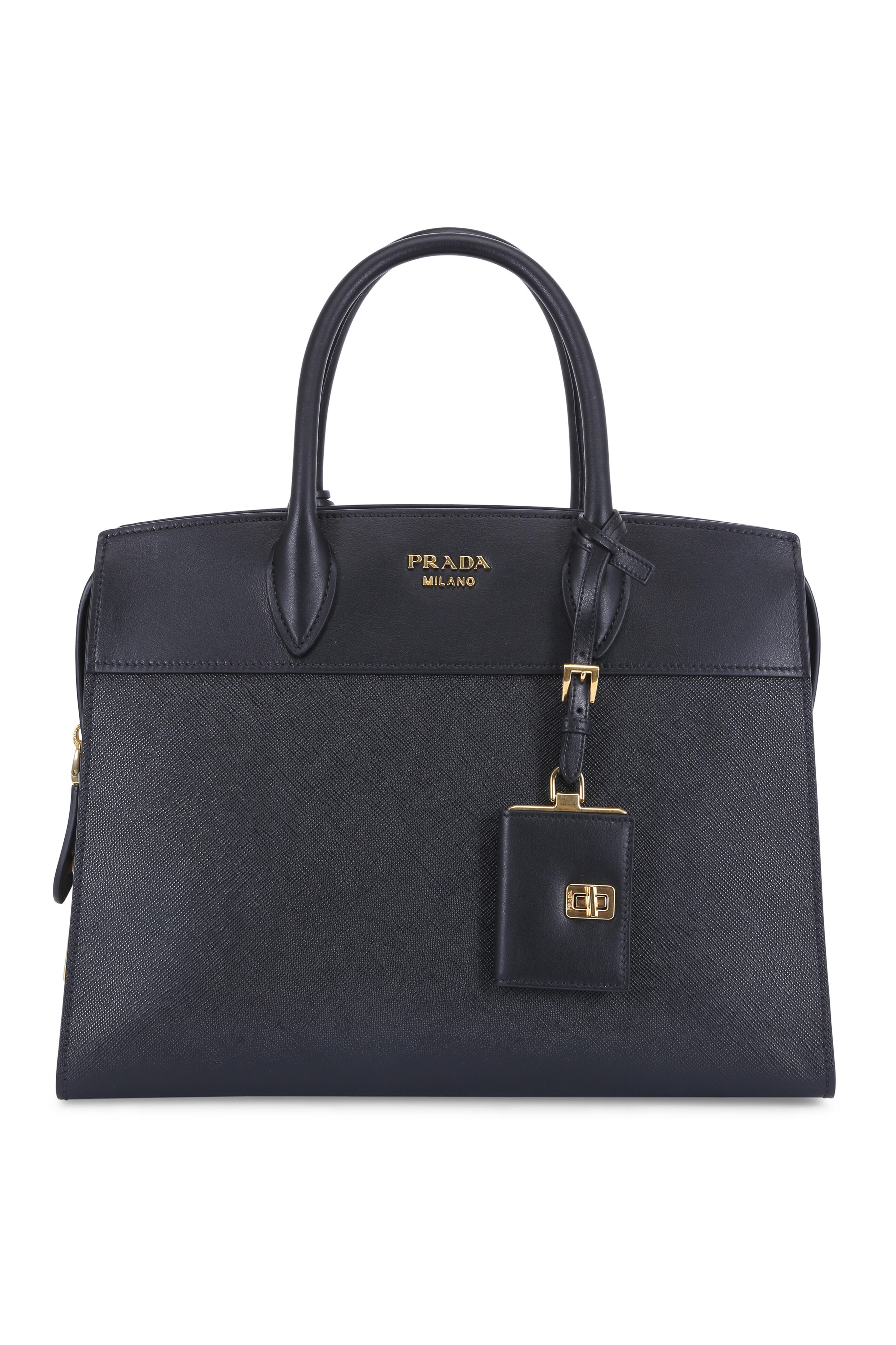 Prada - Black Saffiano Top Zip Satchel | Mitchell Stores