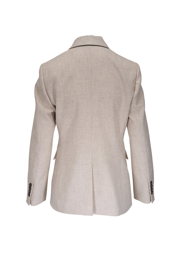 Brunello Cucinelli - Beige Cashmere Flannel Double Breasted Jacket 