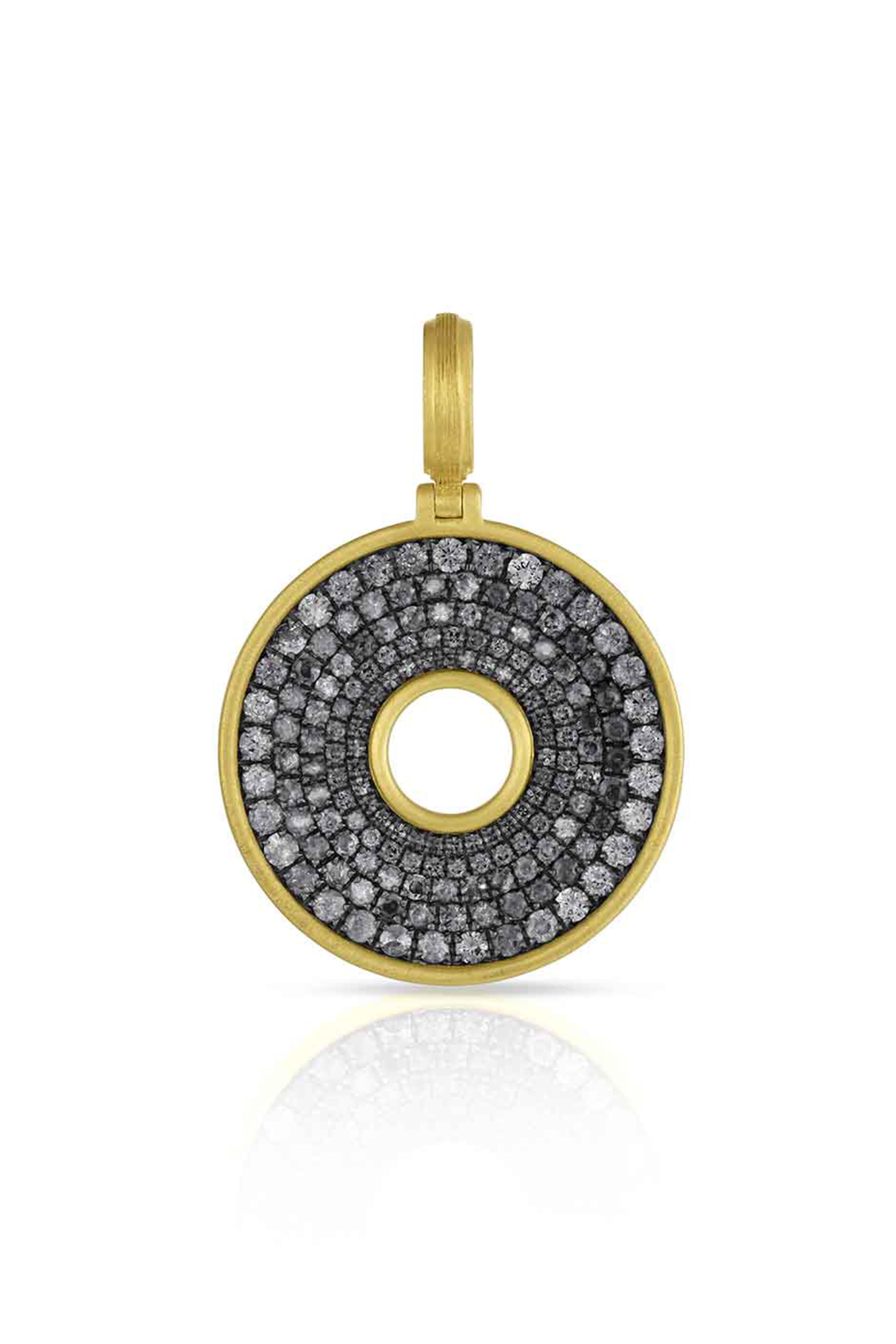 Leigh Maxwell - 18k Yellow Gold Gray Diamond Amani Pave Pendant