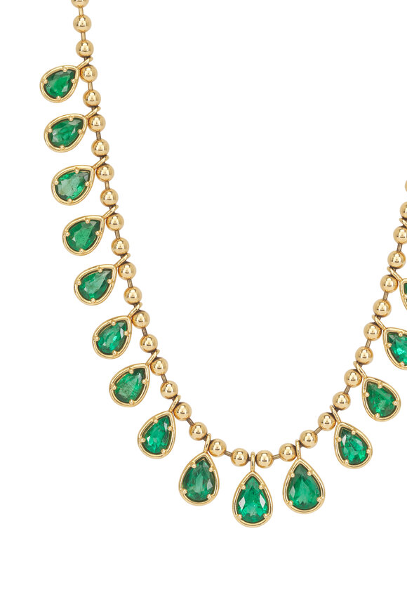 Sutra 18k Yellow Gold Emerald Necklace - view 2