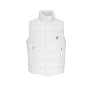 【関税＆送料込み】Moncler Beige Quilted Vest With Diamond Camel Beige Vigny Diamond-Quilted Padded Linen Gilet - Vests
