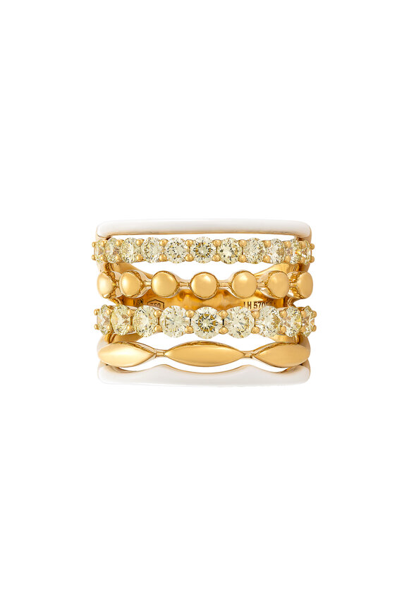 Etho Maria 18k Yellow Gold Diamond & Enamel Ring