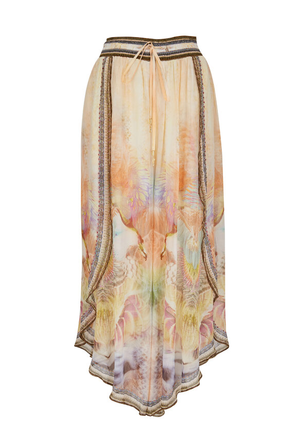 Camilla - Multicolor Silk Curved Hem Pant