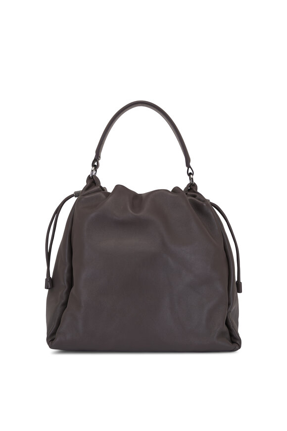 Brunello Cucinelli Testa Dark Brown Lambskin Top Handle Bag - view 4
