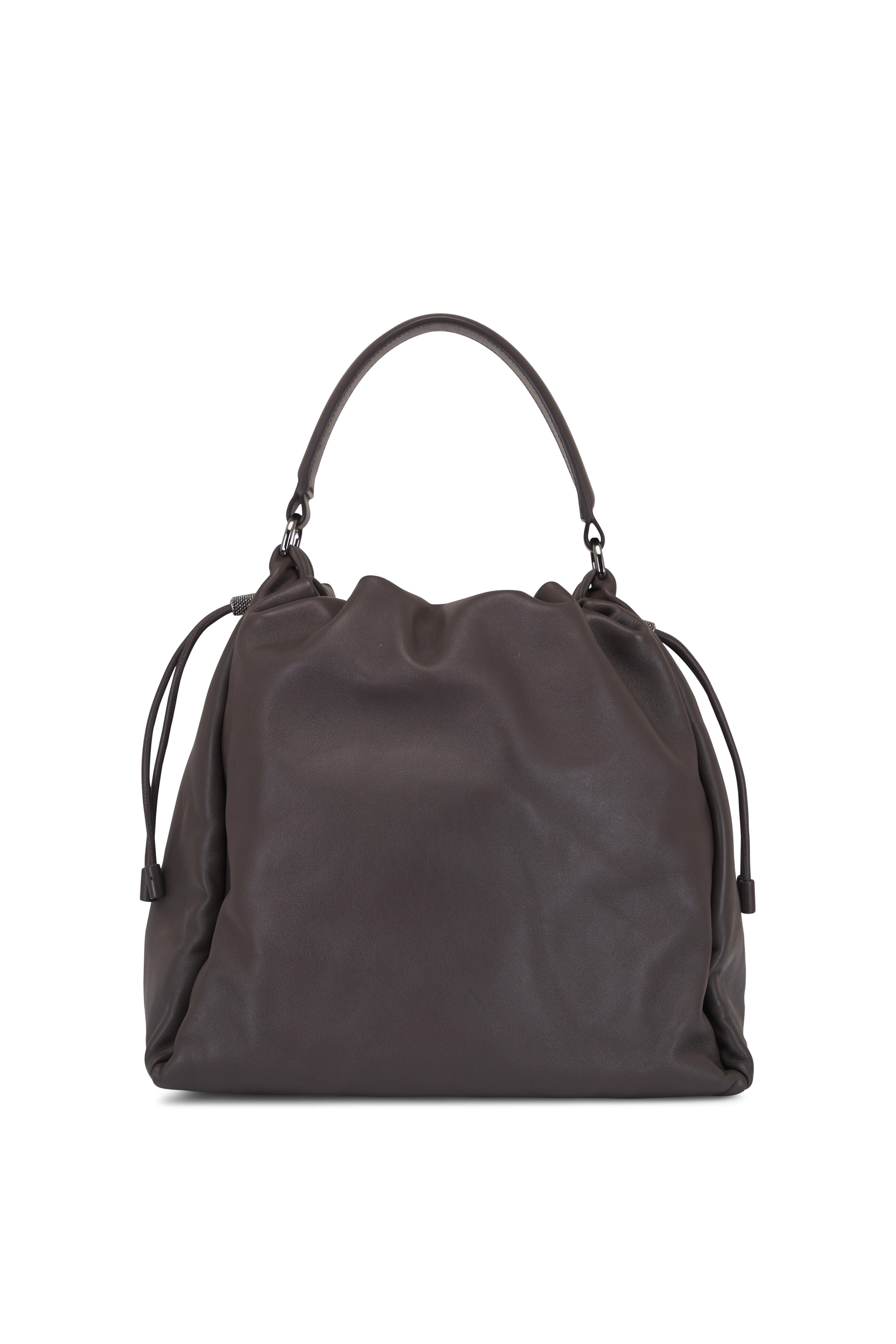 Brunello Cucinelli - Testa Dark Brown Lambskin Top Handle Bag