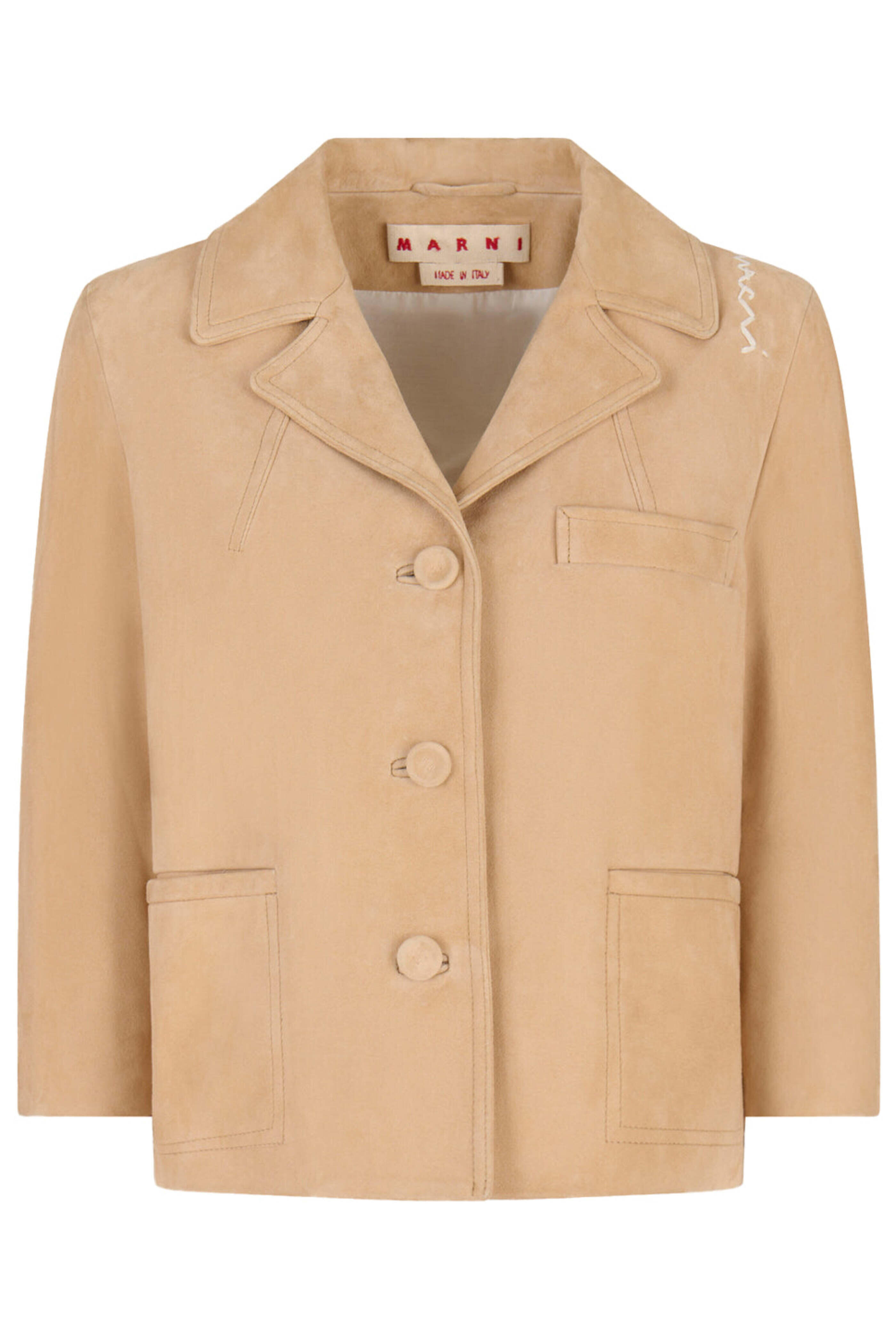 Marni - Pale Peach Single Breasted Suede Jacket