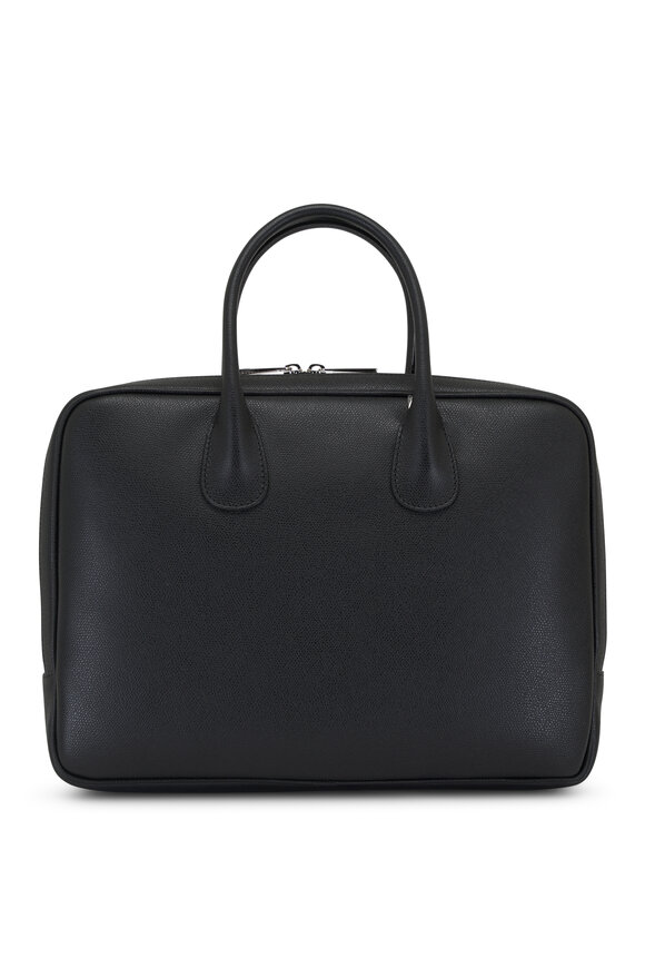 Valextra - MyLogo Black Leather Laptop Bag