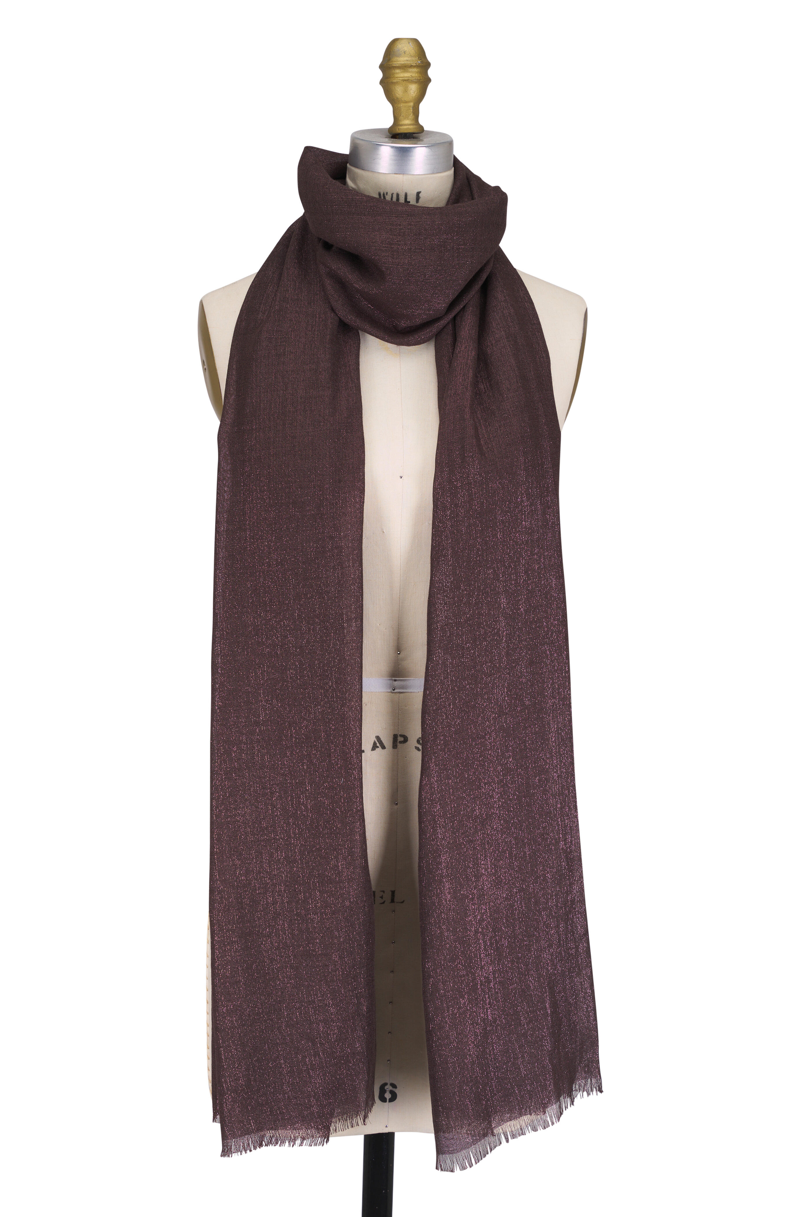 スカーフ BRUNELLO CUCINELLI Cashmere and silk sparkling scarf Blu Brunello Cucinelli - Sparkling Dark Brown Cashmere & Silk Scarf