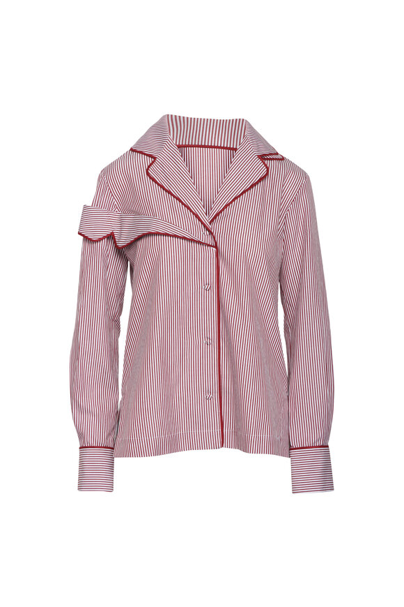 Monse Burgundy & White Pajama Top