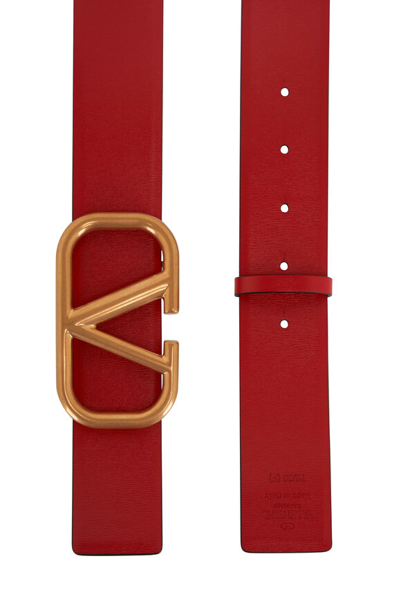 Valentino Garavani - Red & Black Leather VLogo Reversible Belt