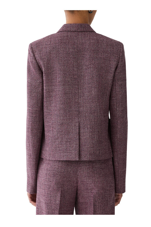 Lafayette 148 New York Mulberry Wool Mouliné Cropped Boyfriend Blazer - view 3