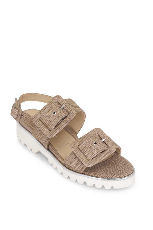 Ron White Callie Porcini Embossed Leather Sandal