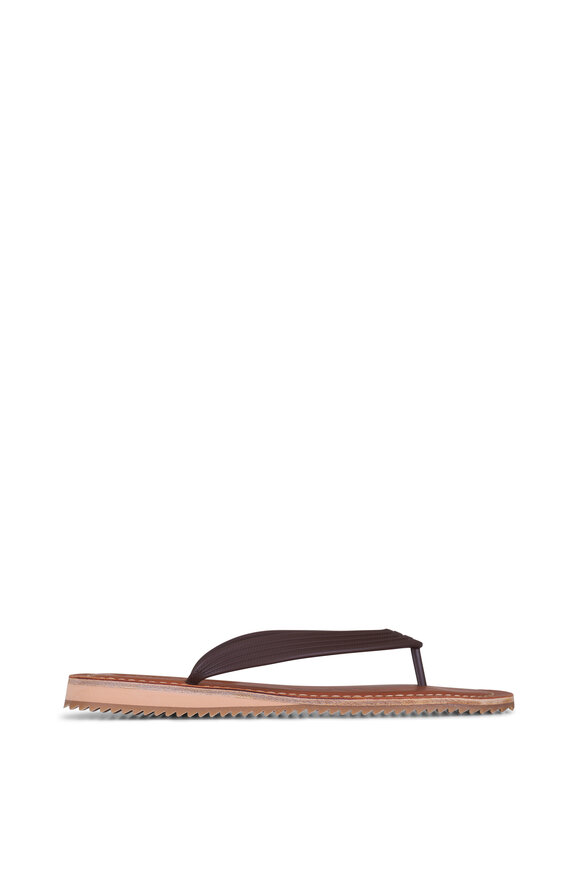 Miu Miu Brown Leather Flip Flop - view 3