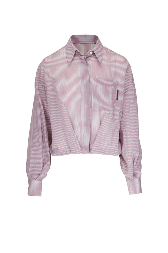 Brunello Cucinelli - Lavender & White Stripe Blouse 